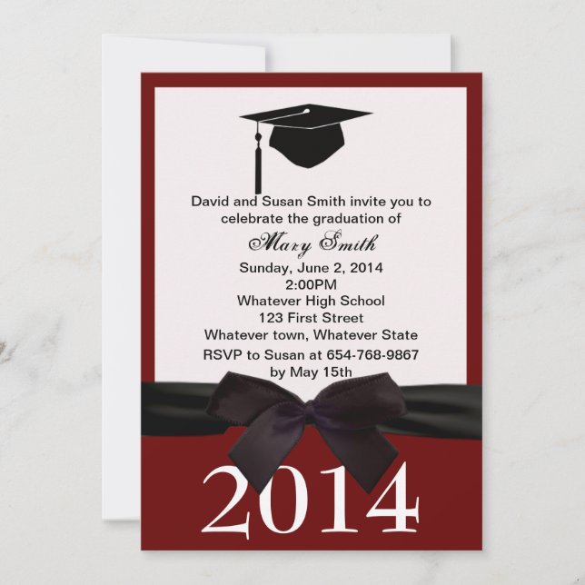 Black Ribbon Graduation Invitation (Front)