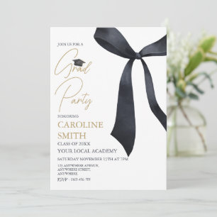 Black Ribbon Graduation Party Invitation