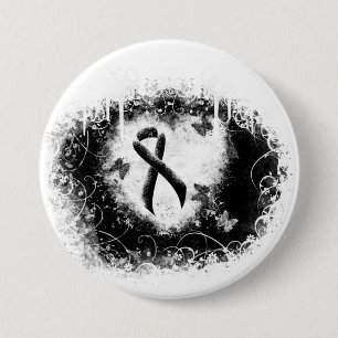 Black Ribbon Grunge Heart 7.5 Cm Round Badge
