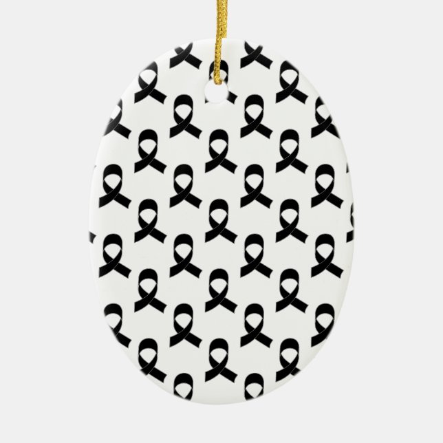 Black Ribbon Pattern Ceramic Tree Decoration (Front)