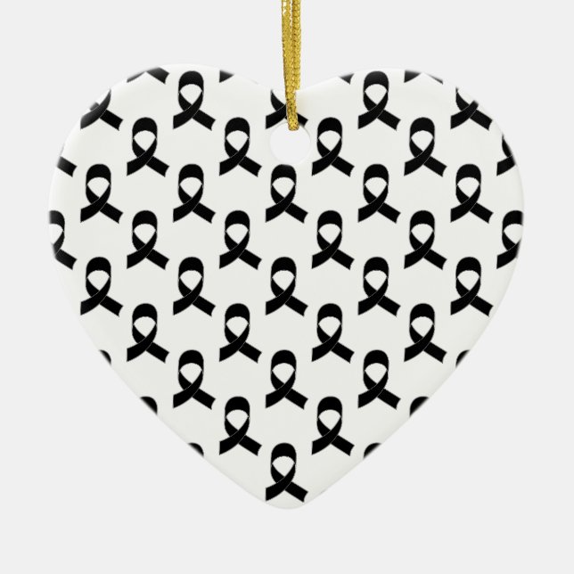 Black Ribbon Pattern Ceramic Tree Decoration (Front)