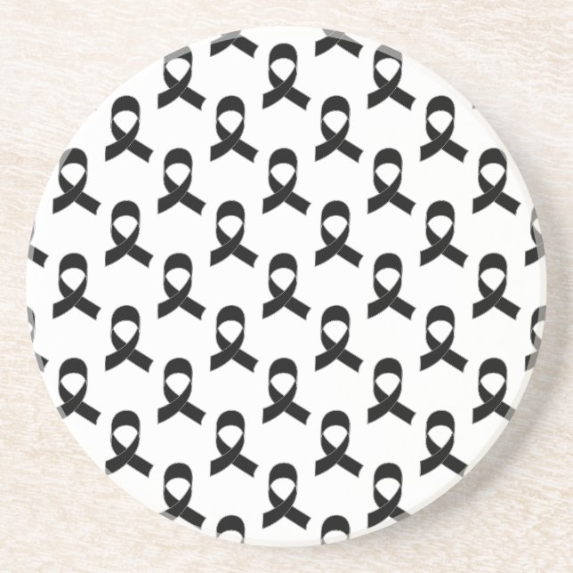 Black Ribbon Pattern Coaster (Front)