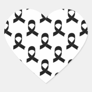 Black Ribbon Pattern Heart Sticker