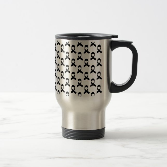 Black Ribbon Pattern Travel Mug (Right)