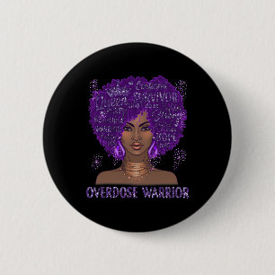 Black Ribbon Purple Overdose Warrior Awareness Gif 6 Cm Round Badge