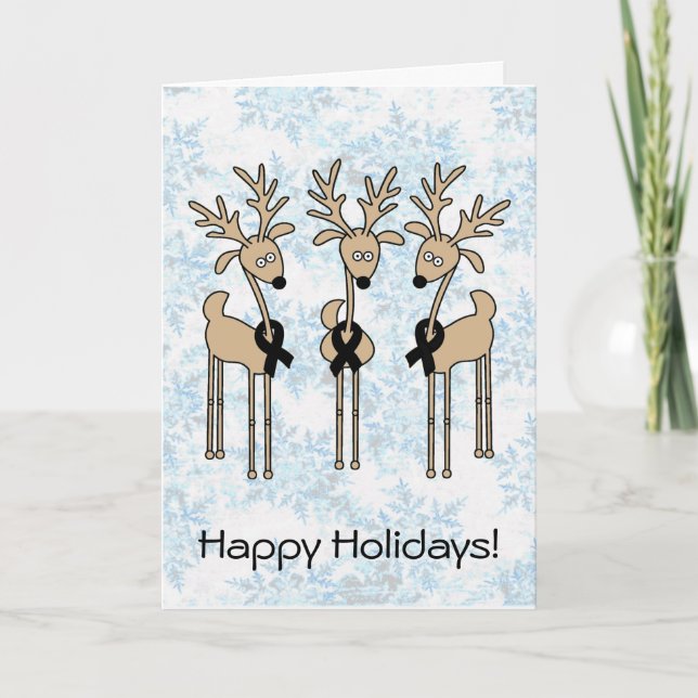 Black Ribbon Reindeer Holiday Card (Front)