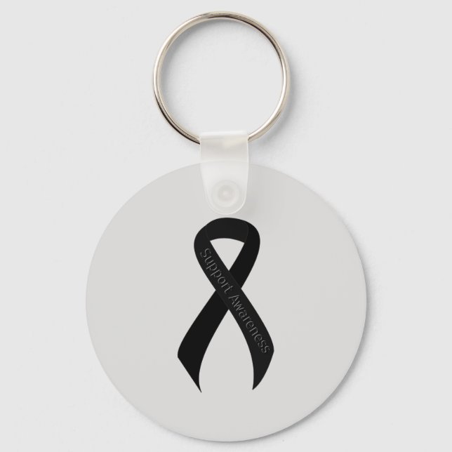Black Ribbon Support Awareness Key Ring (Front)
