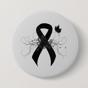 Black Ribbon with Butterfly 7.5 Cm Round Badge