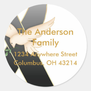Black Ribbon with Dove Awareness Address Labels