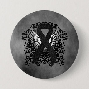 Black Ribbon with Wings 7.5 Cm Round Badge
