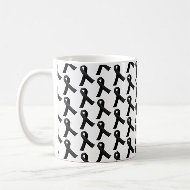 Black Ribbons Tiled Pattern Coffee Mug (Left)