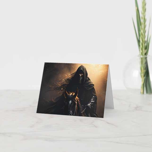 Black Rider Halloween Holiday Card (Front)