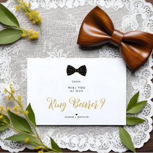 Black Ring Bearer Vintage Bow Wedding Proposal Postcard