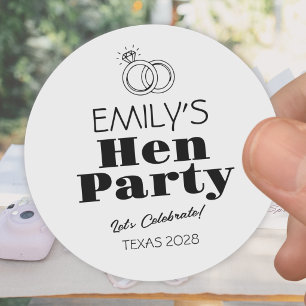 Black Rings Hen Party Classic Round Sticker