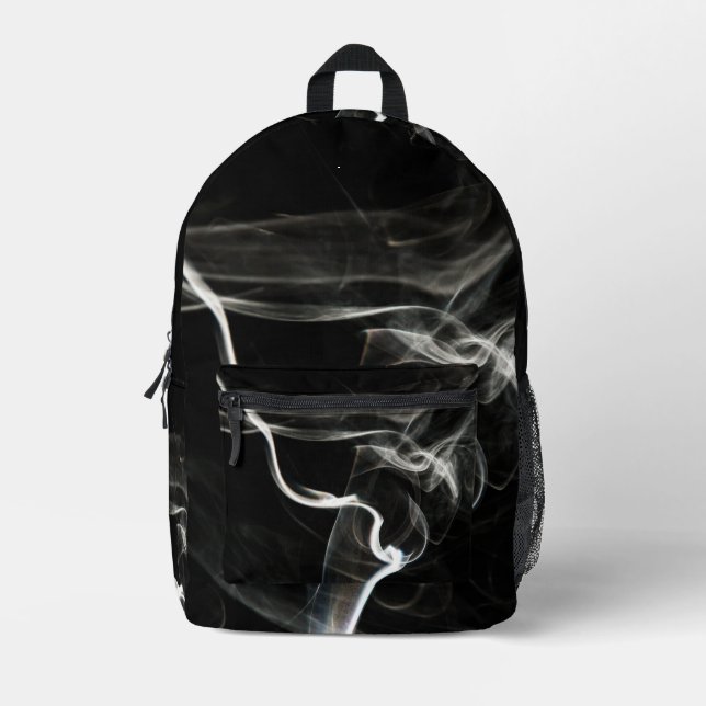 Black Rising Smoke Printed Backpack (Front)