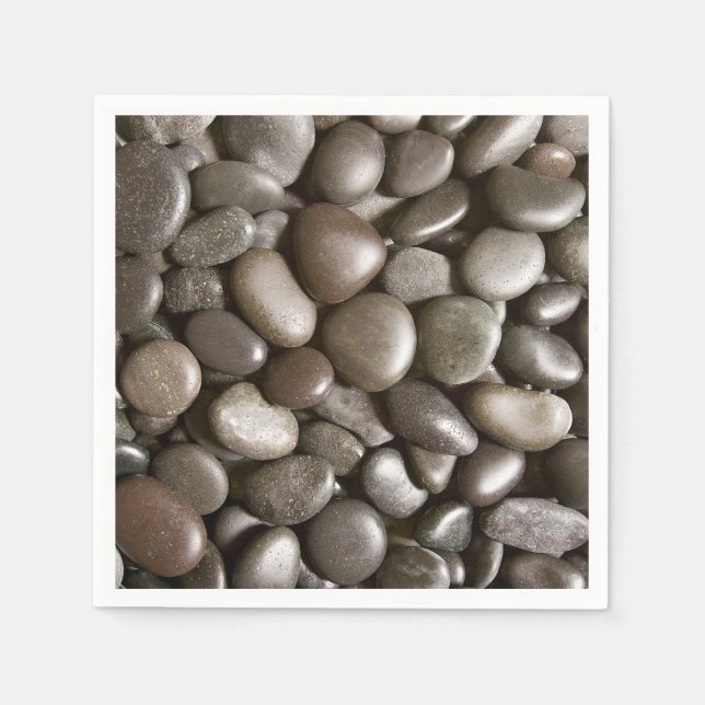 Black River Rock Nature Zen Pebble Napkin (Front)