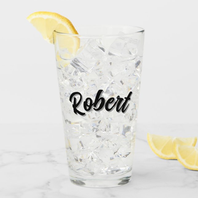 Black Robert Name With Drop Shadow, Glass (Front Ice)
