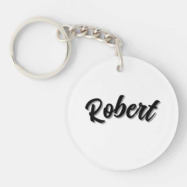 Black Robert Name With Drop Shadow, Key Ring (Front)