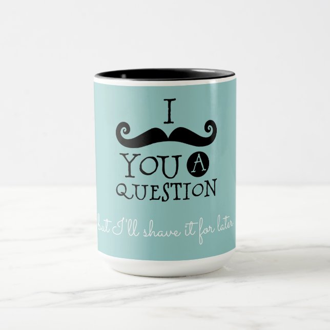 Black Robin Egg Blue Moustache Humour Mug (Center)