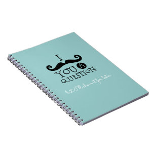 Black Robin Egg Blue Moustache Humour Notebook