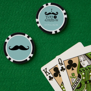 Black Robin Egg Blue Moustache Humour Poker Chips