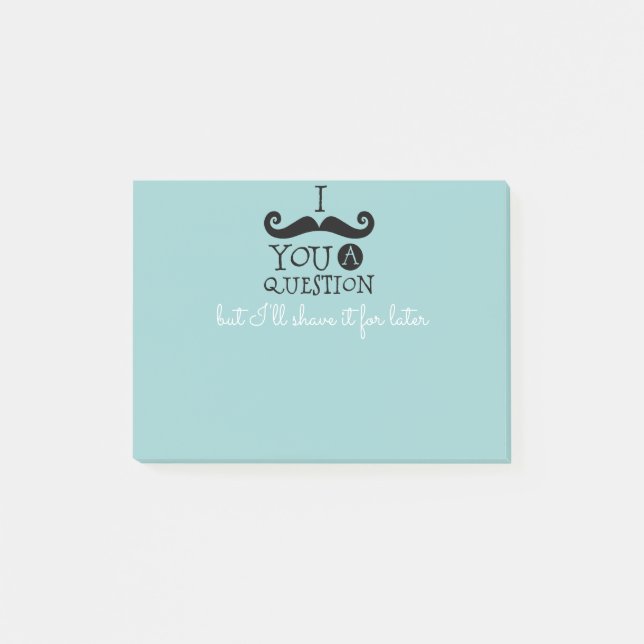Black Robin Egg Blue Moustache Humour Post-it Notes (Front)