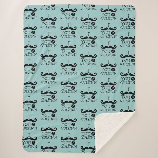 Black Robin Egg Blue Moustache Humour Sherpa Blanket (Front)