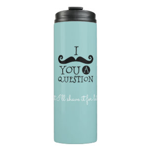 Black Robin Egg Blue Moustache Humour Thermal Tumbler