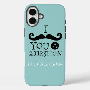 Black Robin Egg Blue Mustache Humor iPhone 16 Plus Case
