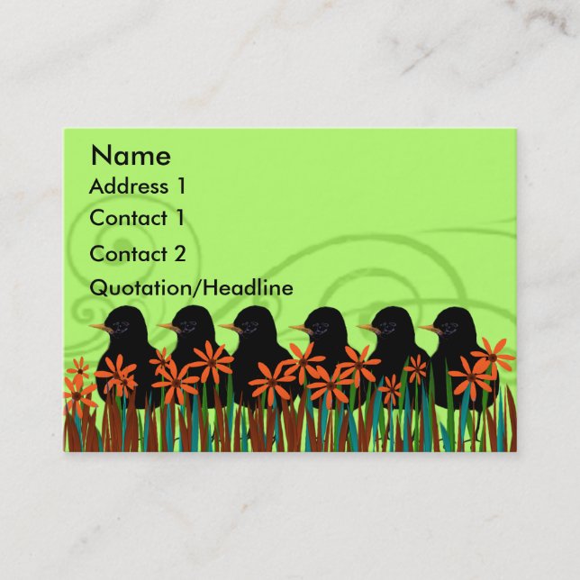 Black Robins  in a Row - Customised Business Card (Front)