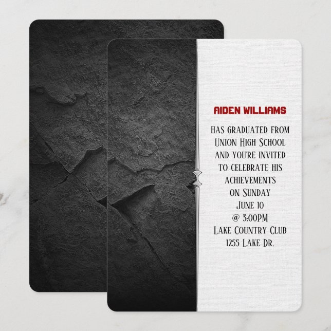 black rock border graduation party invitation (Front/Back)
