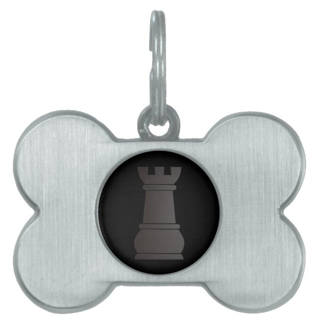 Black rock chess piece pet name tag (Front)