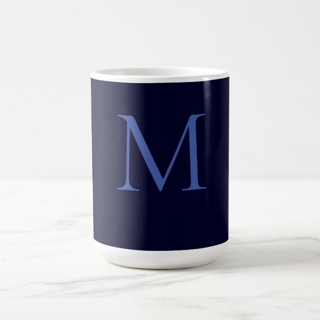 Black Rock Deep Blue Classical Unique Monogram Coffee Mug (Center)