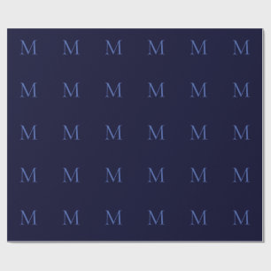 Black Rock Deep Blue Classical Unique Monogram Wrapping Paper