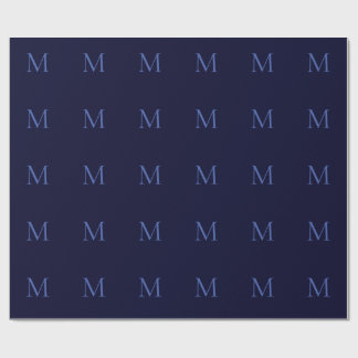 Black Rock Deep Blue Classical Unique Monogram Wrapping Paper
