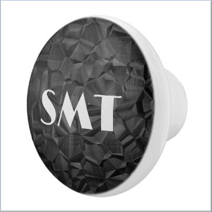 Black Rock Texture Monogram Ceramic Knob