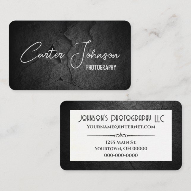 Black Rock with Name Business Card (Front/Back)