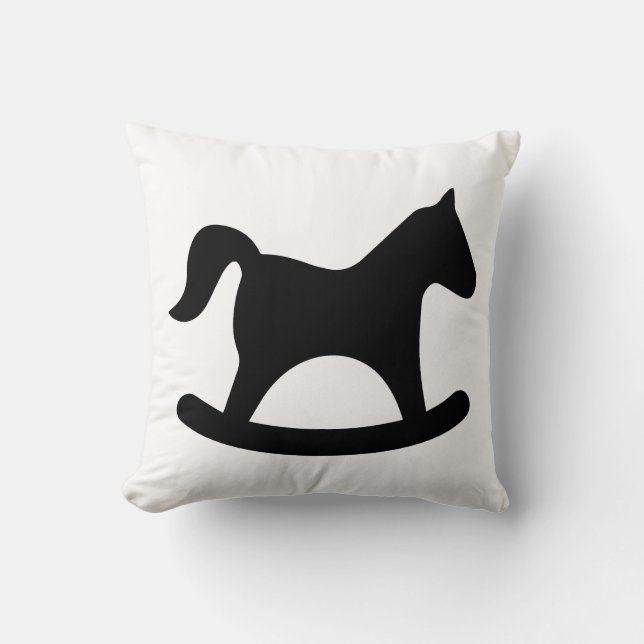 Black Rocking Horse Cushion (Front)