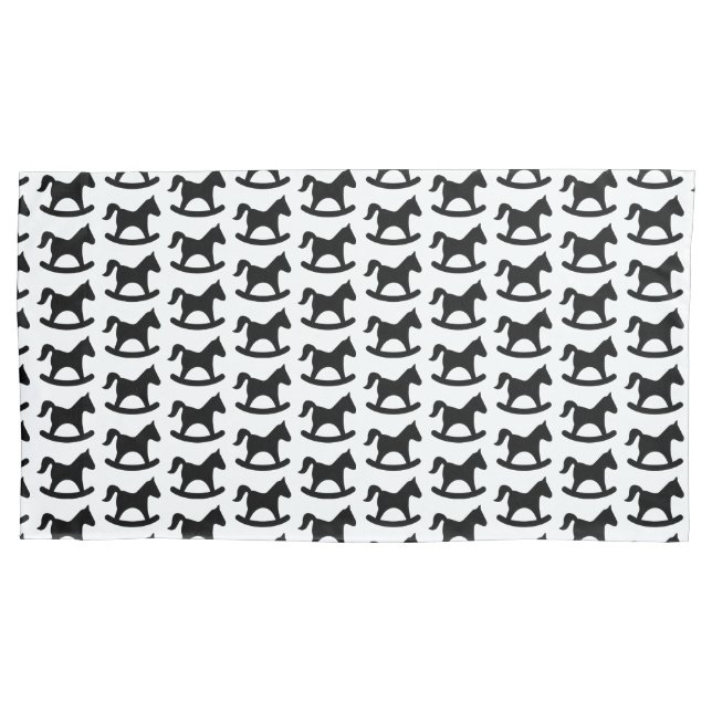 Black Rocking Horse Pillowcase (Front)
