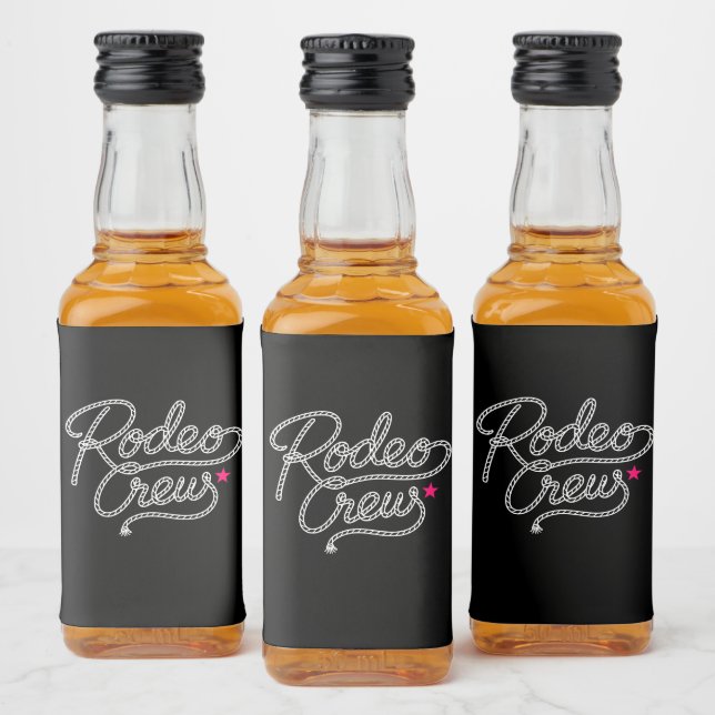 Black Rodeo Crew Western Bachelorette Party Liquor Bottle Label (Bottles)