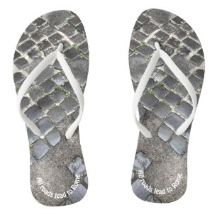 Black Roman Cobblestone Unisex Flip Flops