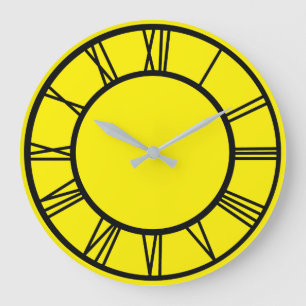 Black Roman Numbers Border Pattern Round Clock