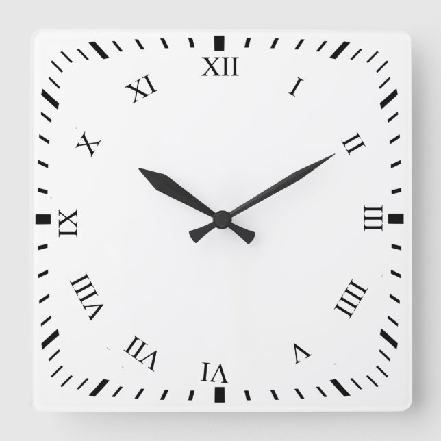 Black Roman Numbers Clock Face Square Clock (Front)