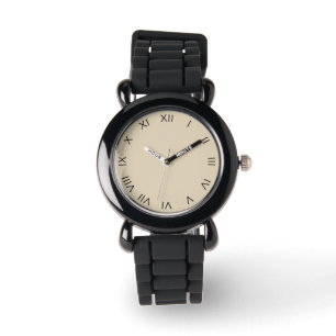 Black Roman Numbers on Beige wacnt Watch