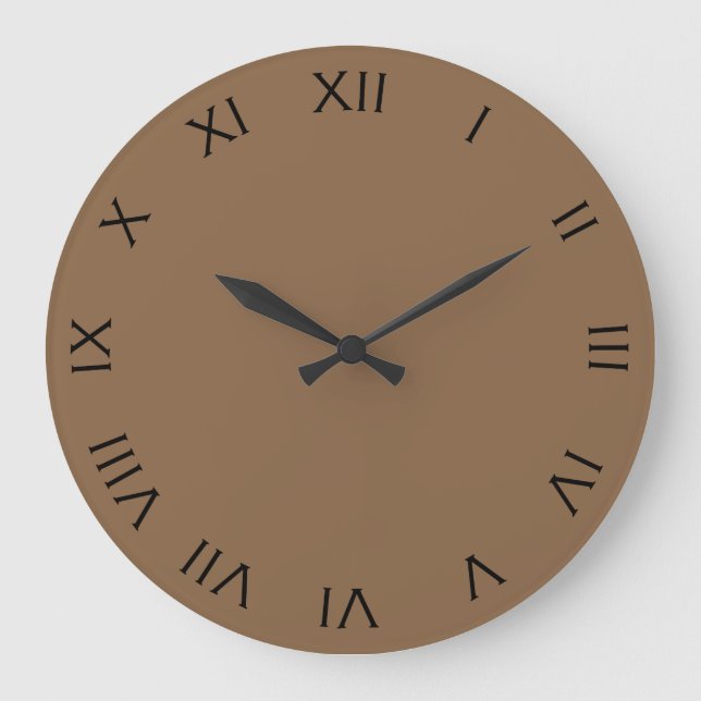 Black Roman Numbers On Brown wccn Large Clock (Front)