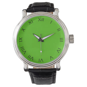 Black Roman Numbers on Green Mens cn Watch