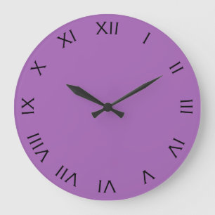 Black Roman Numbers On Purple wccnt Large Clock