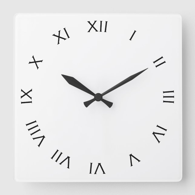 Black Roman Numbers On White Wall Clock arc2 (Front)