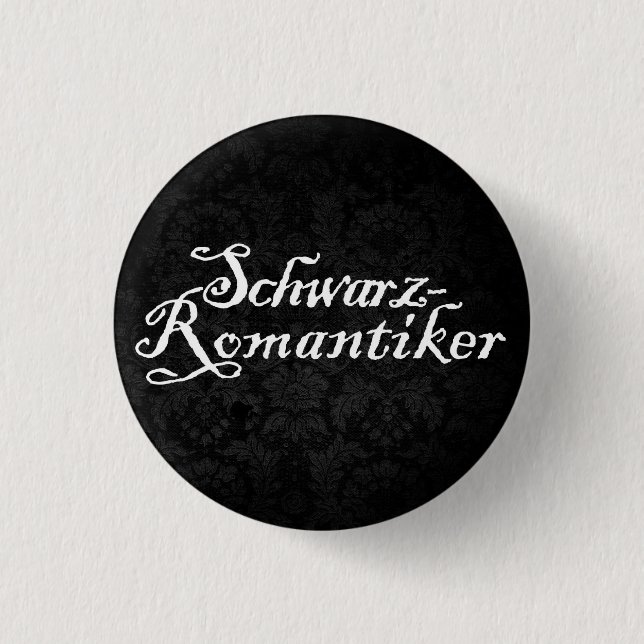 black romantic 3 cm round badge (Front)