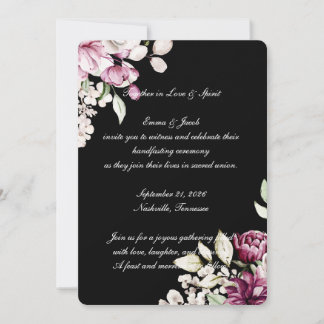 Black Romantic Bloom Floral Peony Invitation
